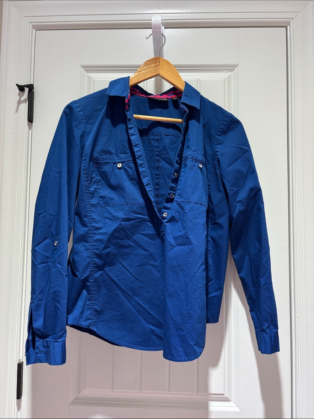 Royal Blue Button-Front Long Sleeve Shirt
